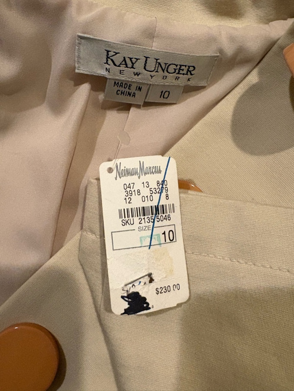 Kay Unger Cropped Cream Jacket with Tan Accent Buttons - Picture 4 of 4